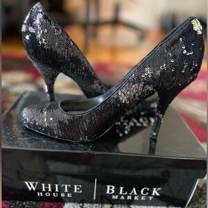 White House Black Market Black sequined Heels